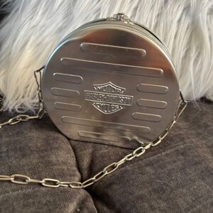 *~*🔘 🏍️ HARLEY-DAVIDSON Silver Chain Metal Shoulder PURSE Bag *~* Harley Vroom